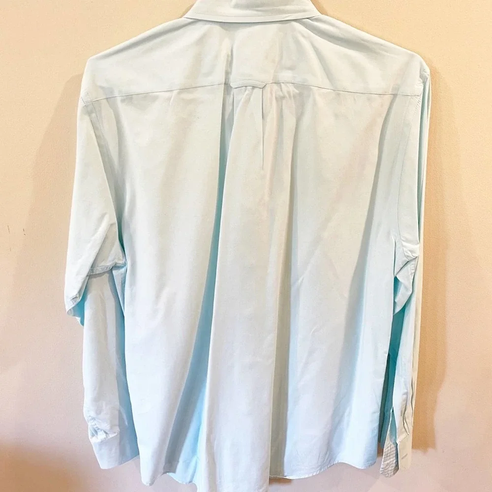 IZOD Blue Button Down Dress Shirt Medium - Picture 4 of 11